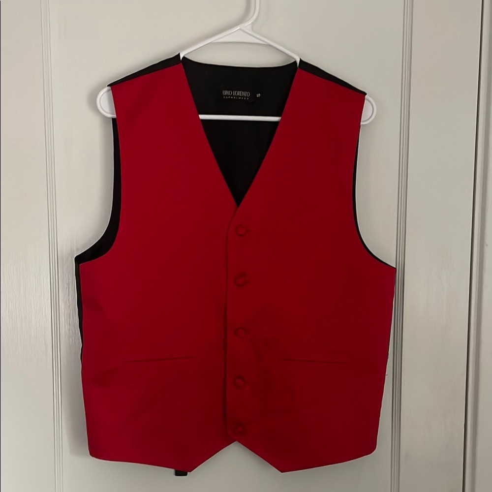 Lorenzo Vibrant Red Formalwear Vest Handmade Designer